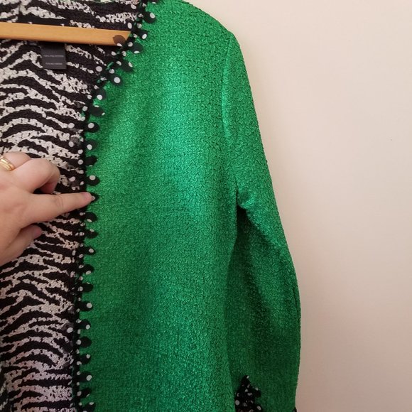 Berek Reversible Two Jackets in One Popcorn Fabric Zebra Print & Green Blazer - Picture 6 of 14